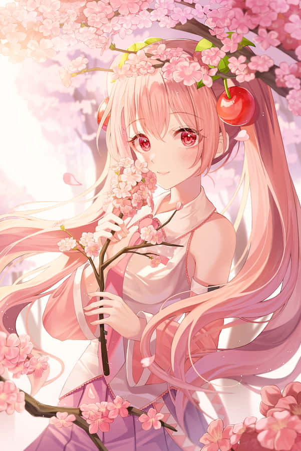 Enjoy The Beauty And Bliss Of Sakura Miku Wallpaper