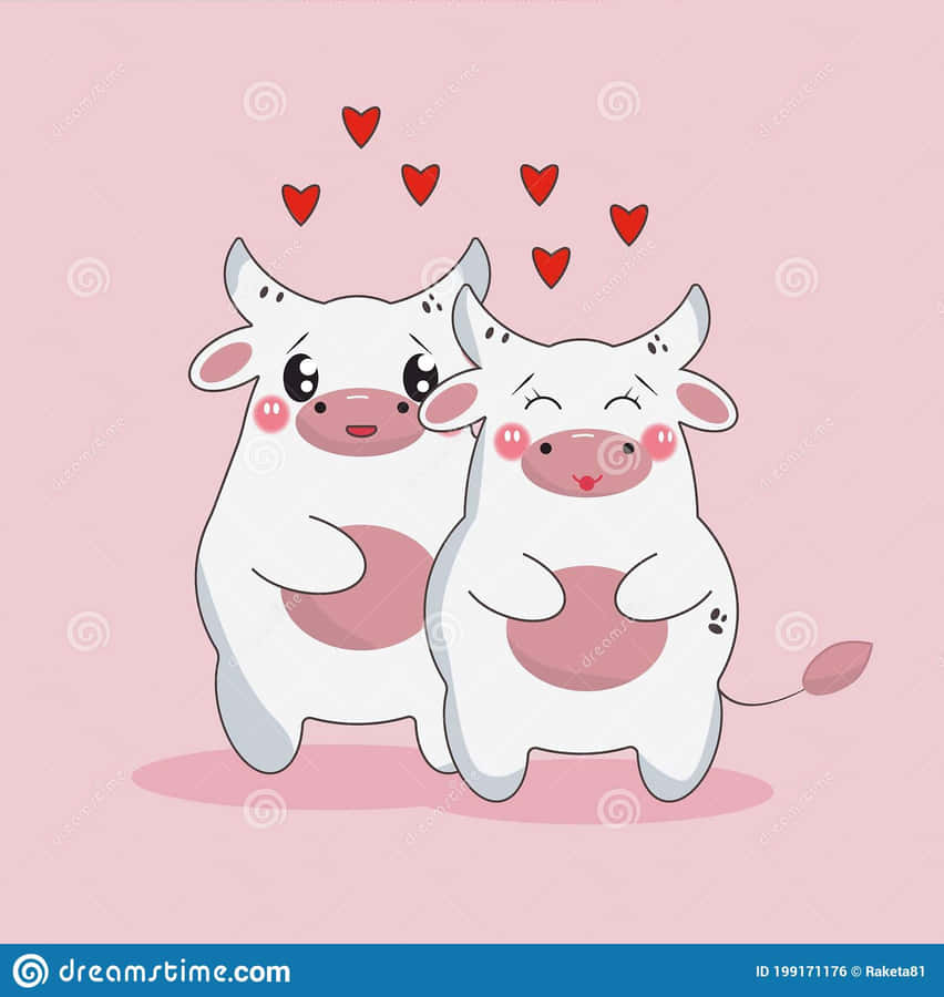 Enjoy The Cuteness Of This Kawaii Cow! Wallpaper