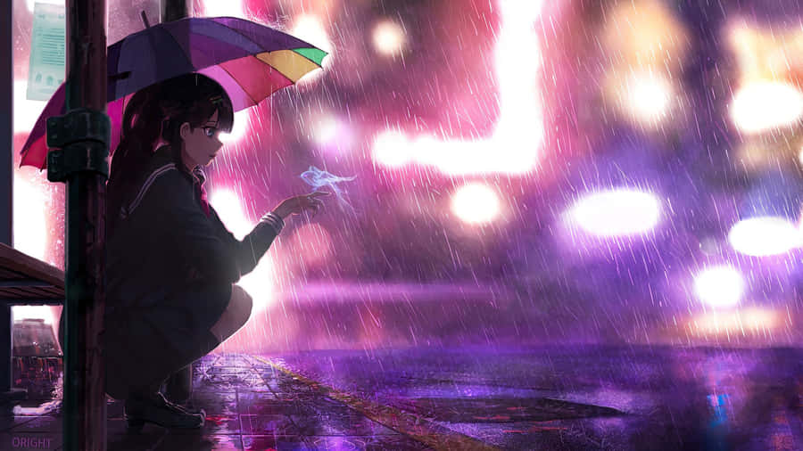 Enjoy The Peaceful Rain As You Watch Your Favourite Anime Wallpaper