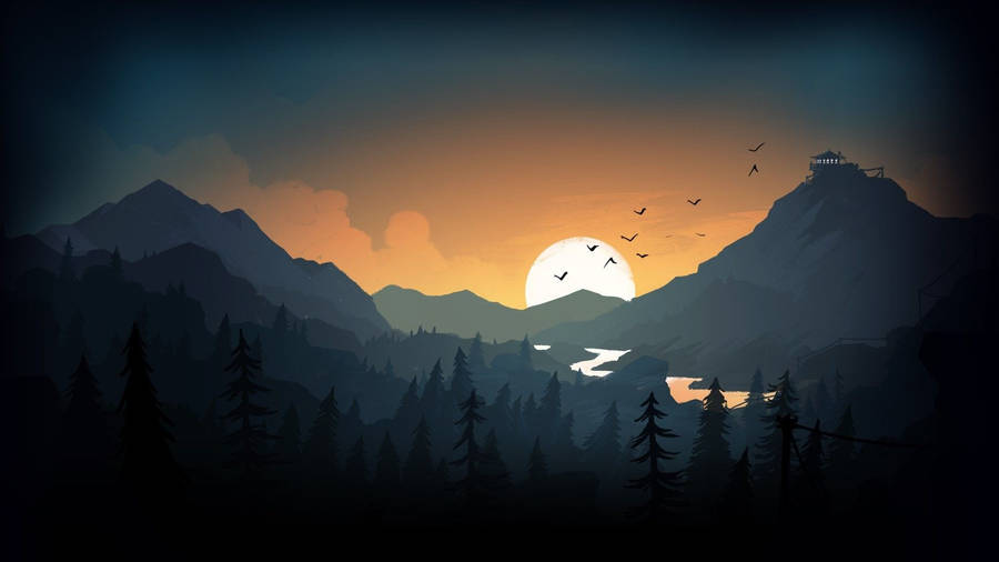 Enjoy This Peaceful Sunrise At Firewatch Wallpaper