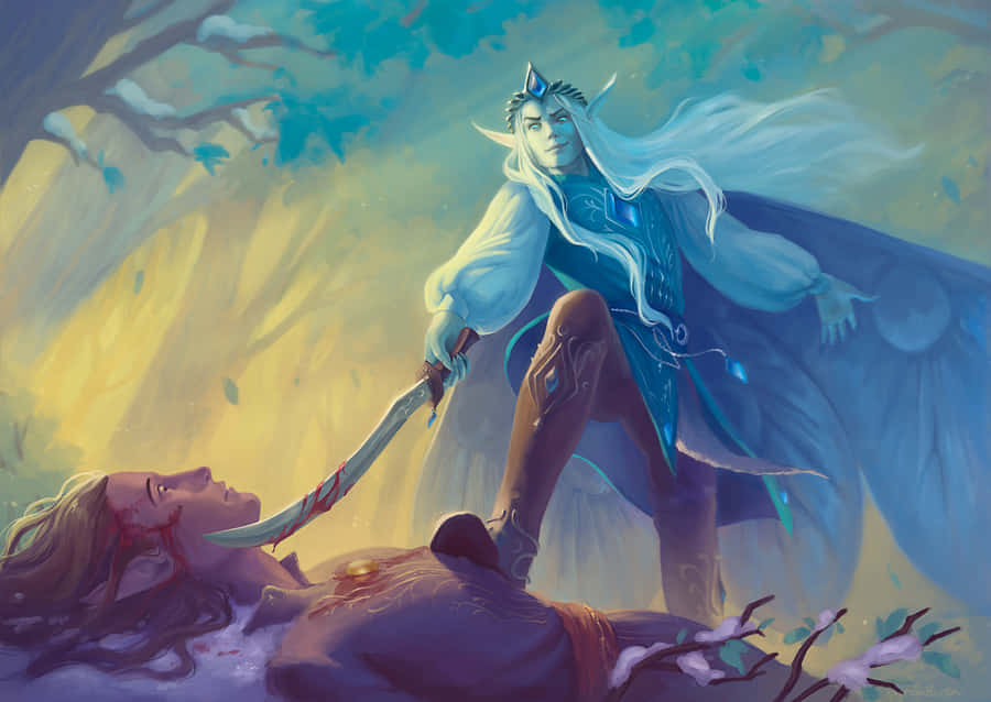 Enjoying The Moment Of Bliss With A Cute Digital Art Wallpaper