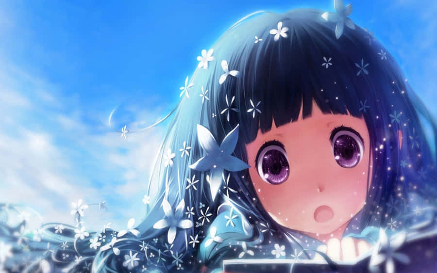 Epic Anime Girl With Flowers Wallpaper