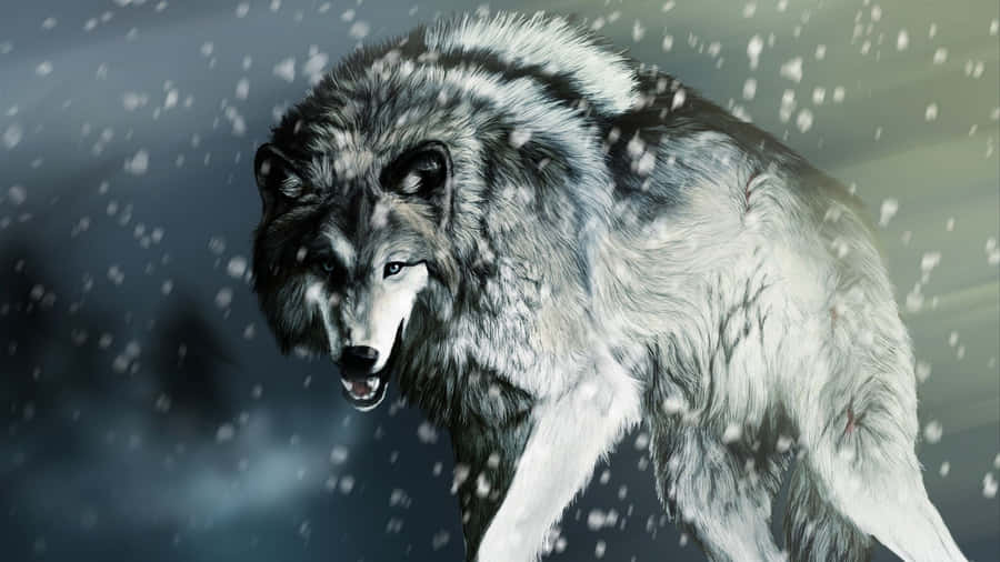 Epic Wolves In Snow Wallpaper