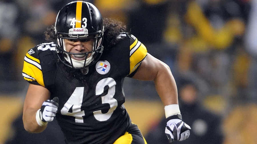 Ex-pittsburgh Steelers Star Troy Polamalu On The Field At Heinz Field. Wallpaper