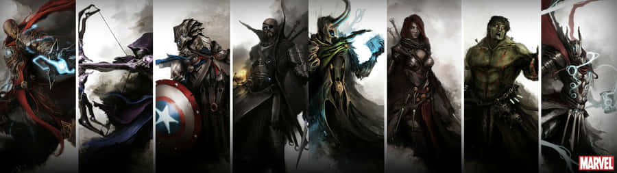 Experience The Thrill Of The Avengers In High Definition On Dual Screen Wallpaper