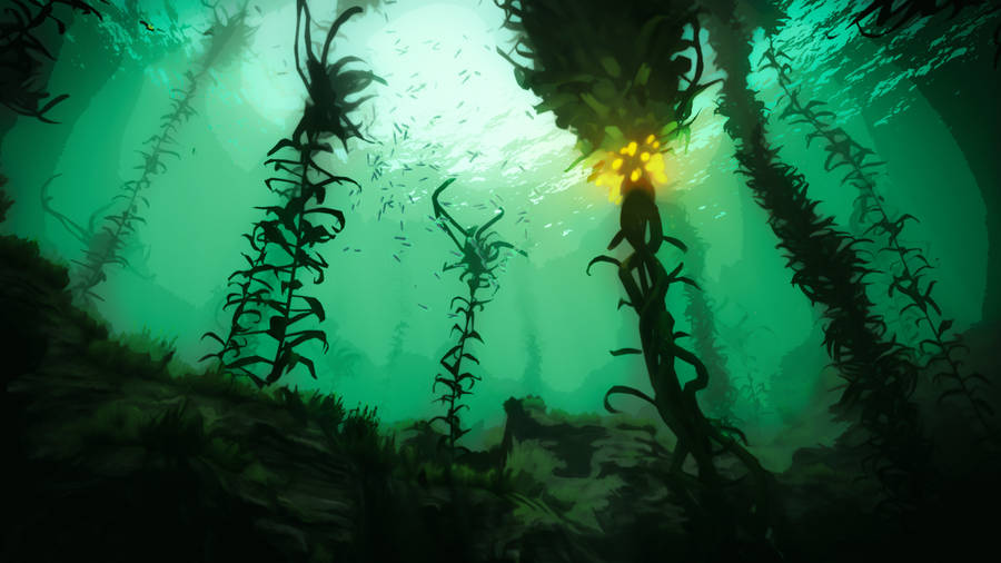 Explore The Depths Of The Mysterious Kelp Forest In Subnautica Wallpaper