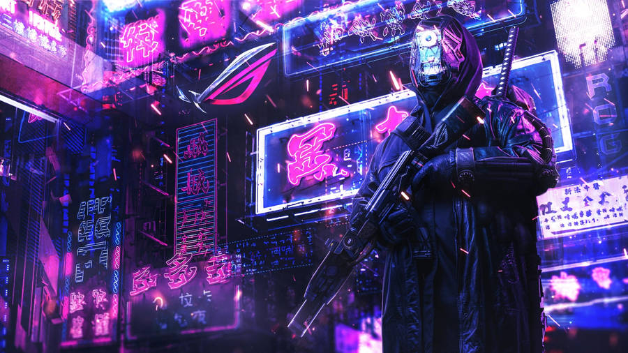 Explore The Grungy Cyberpunk Dystopia. Wallpaper