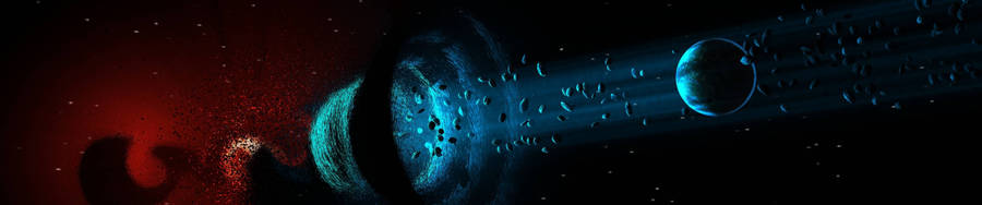 Explore The Outer Universe With A Triple Monitor Setup Wallpaper