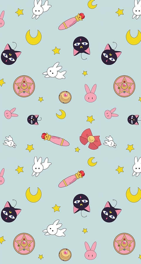 Explore The Power Of Sailor Moon Pattern With This Elegant Wallpaper. Wallpaper