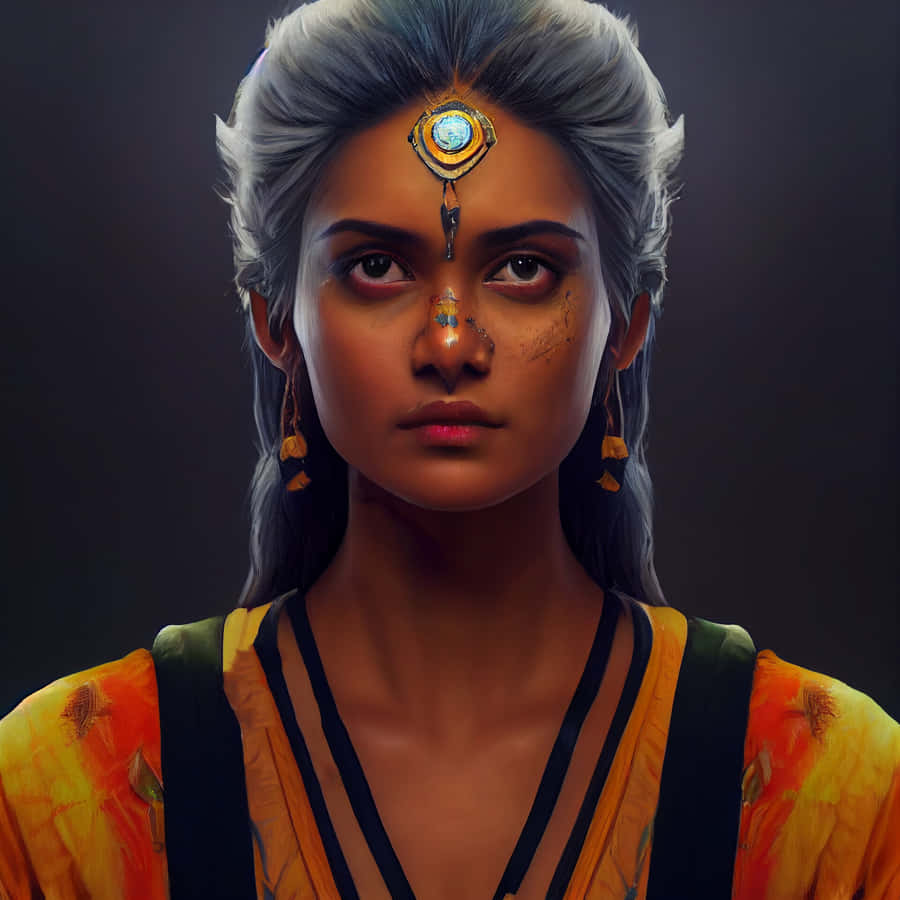Exquisite Indian Beauty - A Digital Portrait Wallpaper