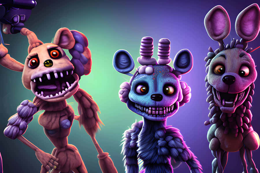F N A F_ Animated_ Characters_ Group Wallpaper