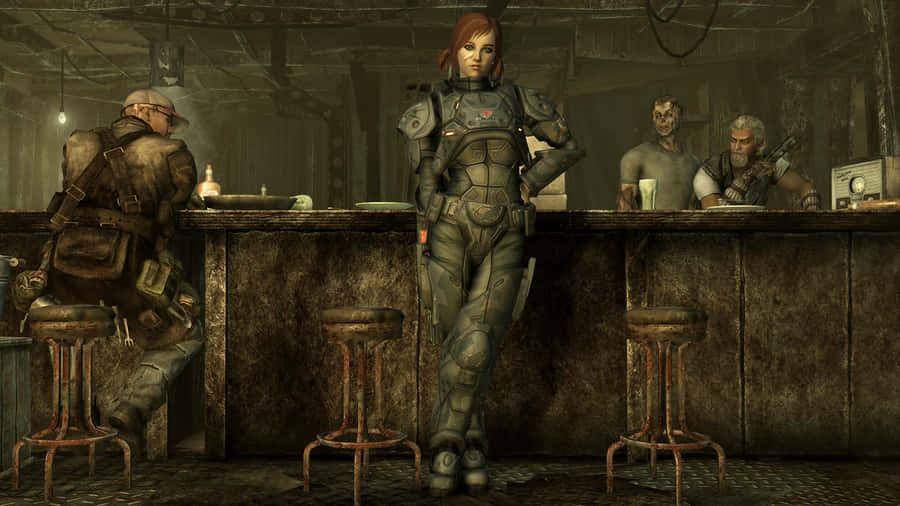 Fallout Post Apocalyptic Bar Scene Wallpaper