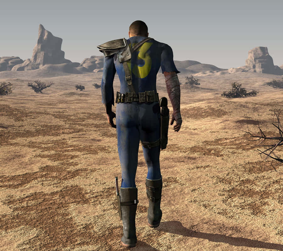 Fallout Vault Dweller Desert Walk Wallpaper