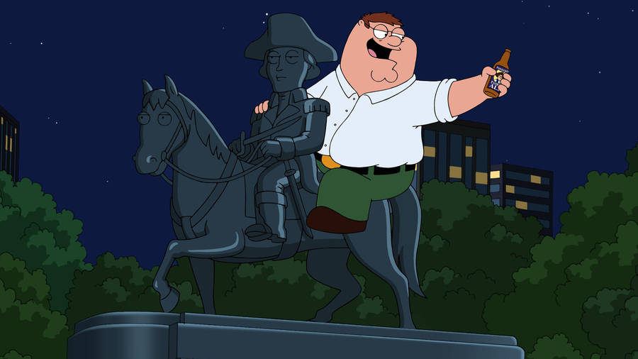 Family Guy Peter On Horse Statue Wallpaper