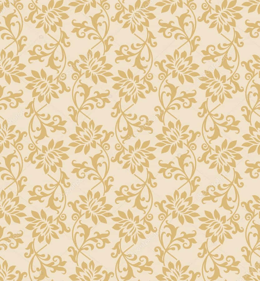 Fancy Gold Floral Pattern Wallpaper