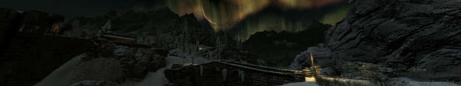 Fantasy Town Dark Triple Monitor Wallpaper