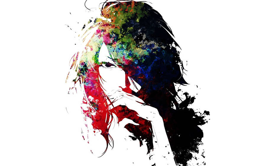 Fashion Woman Digital Grunge Drawing Wallpaper