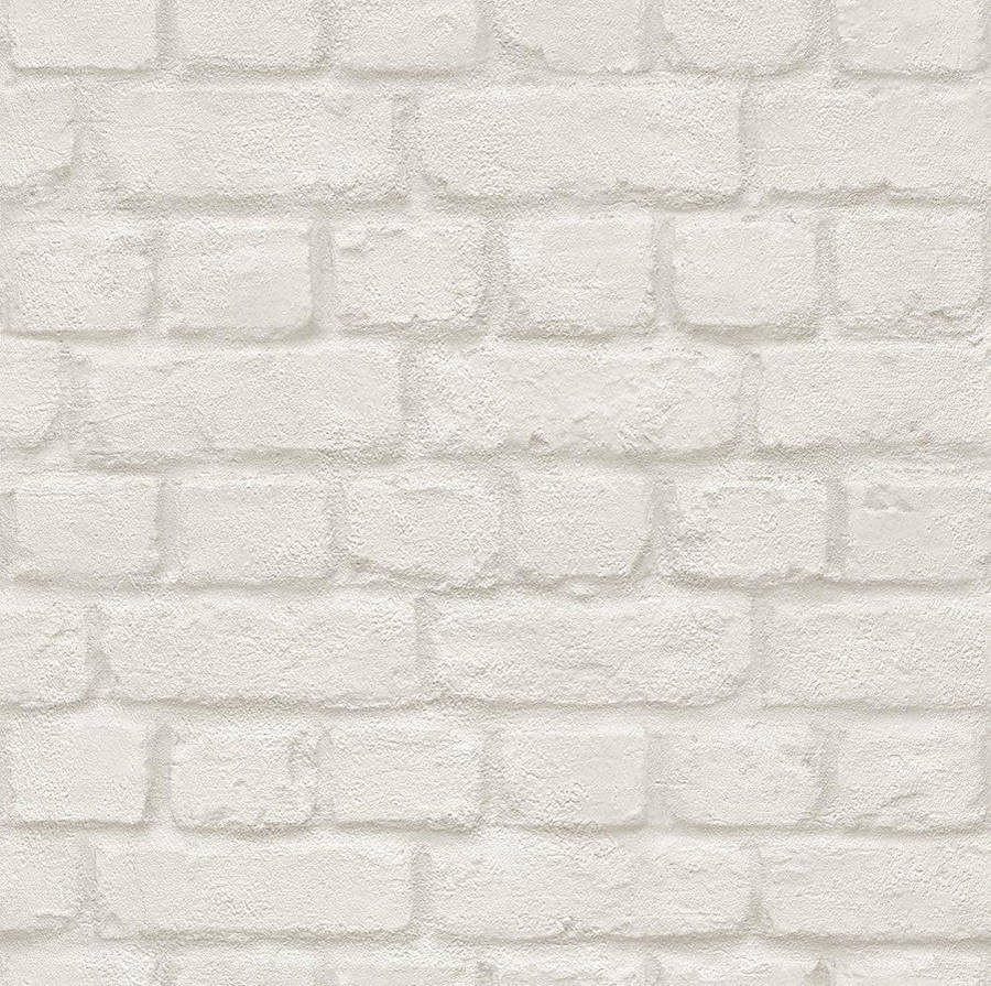 Faux Plastered White Brick English Bond Wallpaper