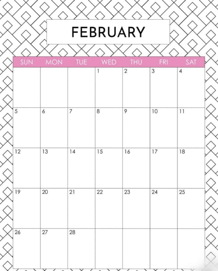 February Calendar With Pink Day Markers Wallpaper