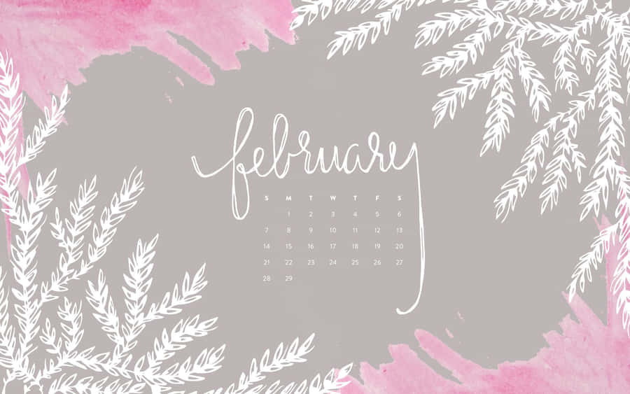 February Wallpaper With Pink Leaves And Branches Wallpaper