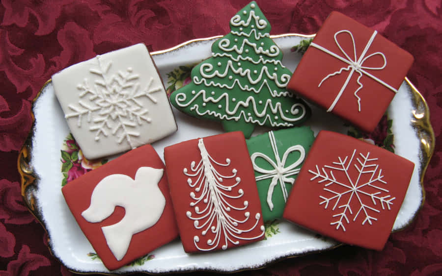 Festive Christmas Cookies Decorated Wallpaper
