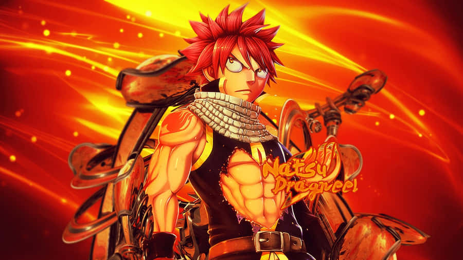 Fiery Natsu Dragneel In Action Wallpaper