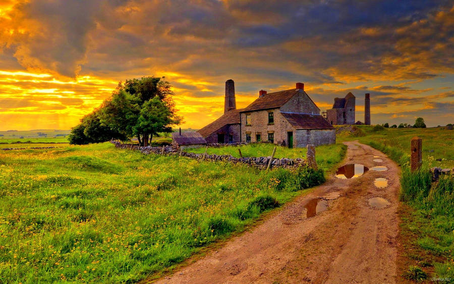Find Solace In The Beauty Of A Farm. Wallpaper