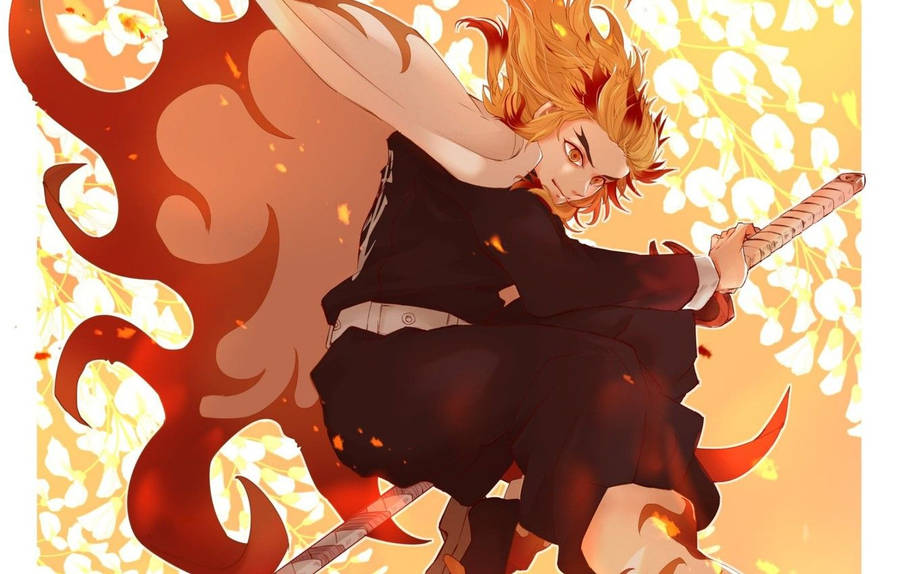 Fire Hashira Rengoku From The Anime Demon Slayer Wallpaper