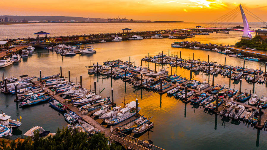 Fishermans Wharf Orange Sunset Wallpaper