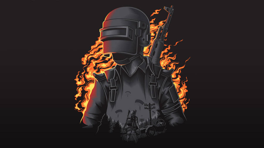 Flaming Pubg Lover Art Wallpaper