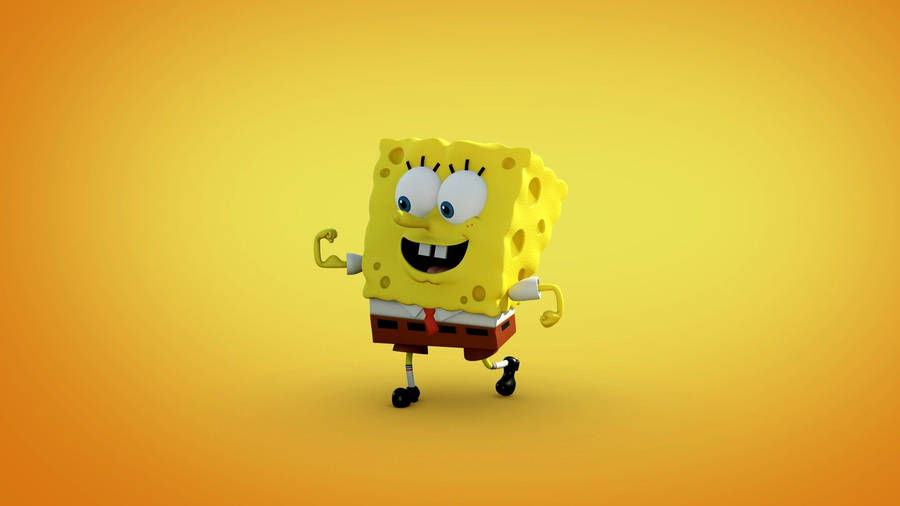 Flexing Cool Spongebob In 3d Wallpaper