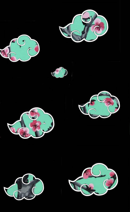 Floral Green Akatsuki Cloud Iphone Wallpaper