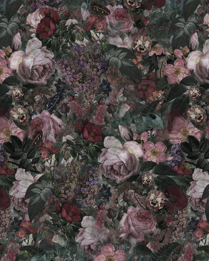 Flower Design Realistic Painting Wallpaper