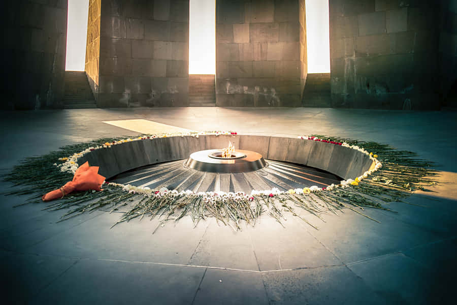 Flower Offerings At The Armenian Genocide Memorial Wallpaper