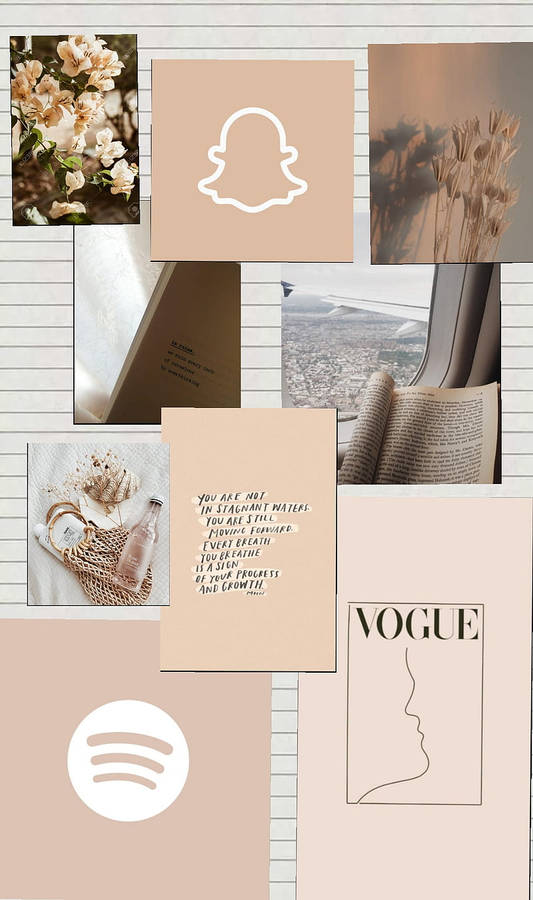 Flowers Beige Aesthetic Collage Wallpaper