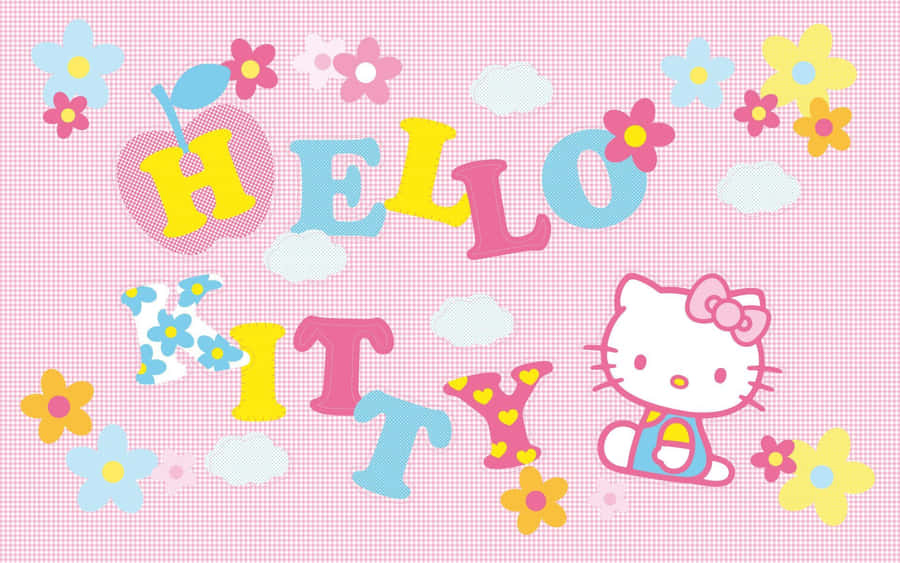 Flowery Cute Pink Hello Kitty Background Wallpaper