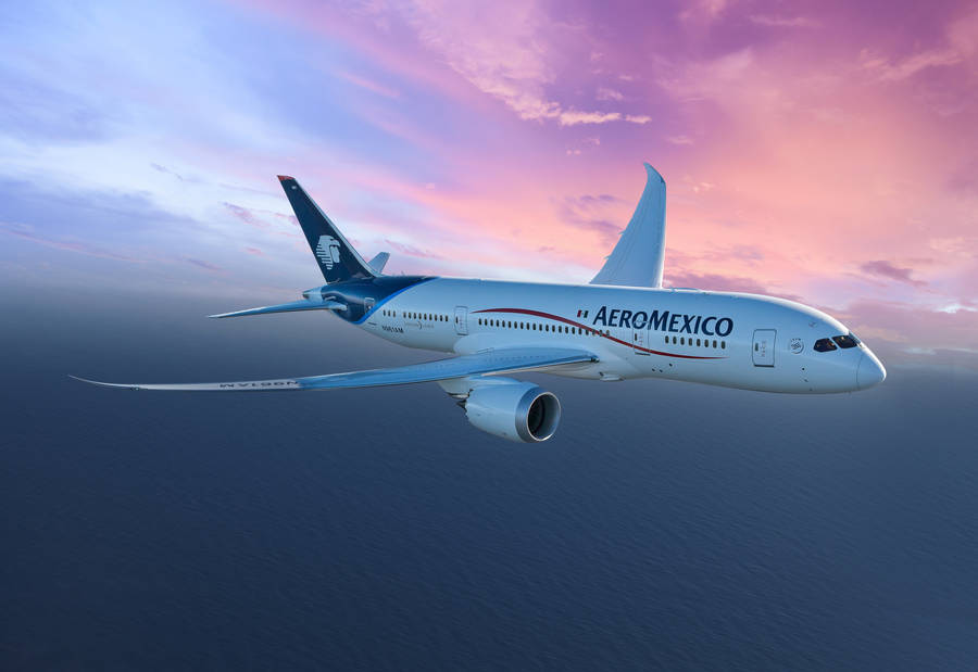 Flying Aeromexico Airline Plane Aesthetic Sky Wallpaper