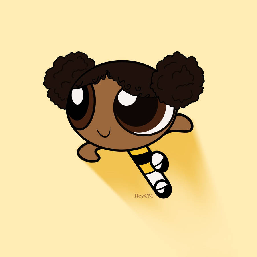 Flying Black Powerpuff Girls Yellow Background Wallpaper