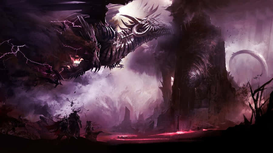Flying Purple Dragon In Metal Form Wallpaper