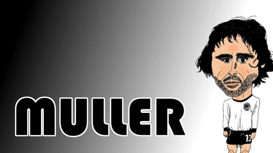 Football Player Gerd Muller Digital Caricature Wallpaper