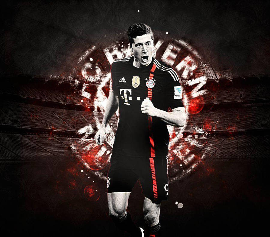 Football Star Robert Lewandowski Artwork Wallpaper