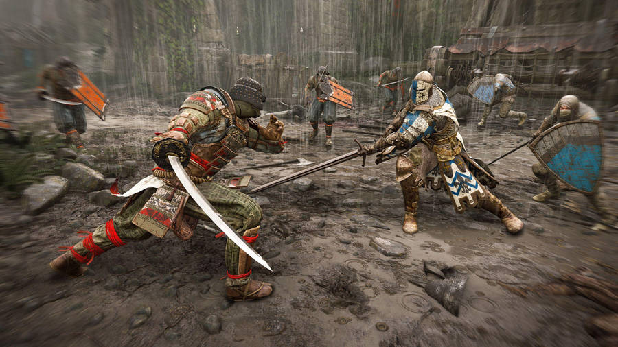 For Honor Game Orochi Vs. Warden Under Rain Wallpaper
