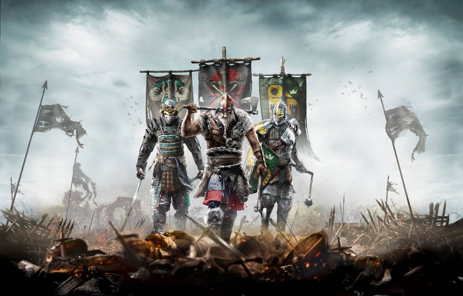 For Honor Warriors With Flags Wallpaper