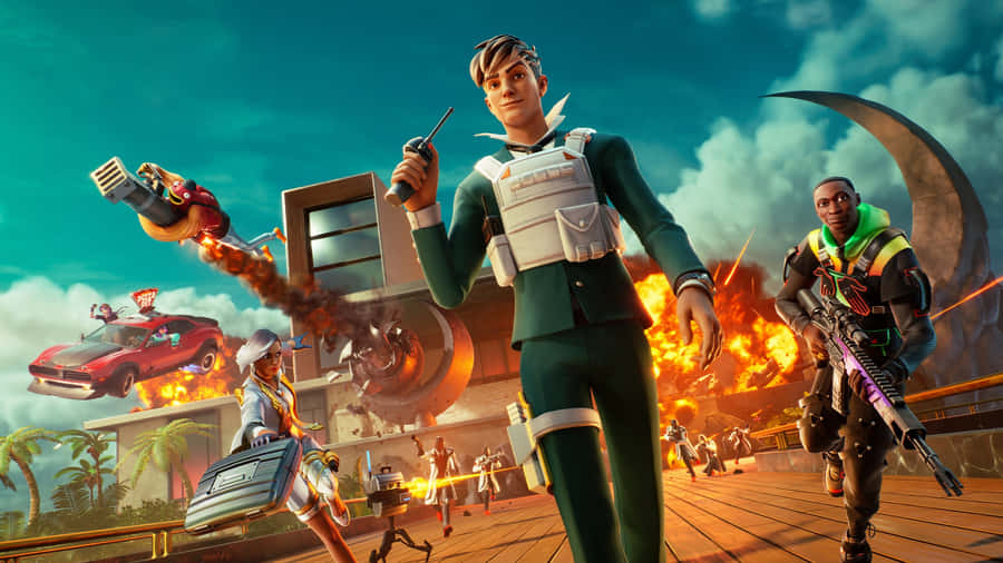 Fortnite Action Packed Battle Royale Scene Wallpaper