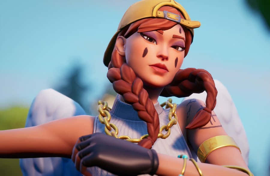 Fortnite Aura Skin Running Beautiful Girl Wallpaper