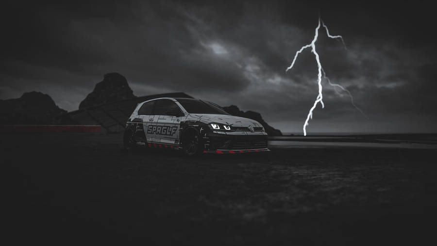 Forza 7 Sprglf White Car Wallpaper