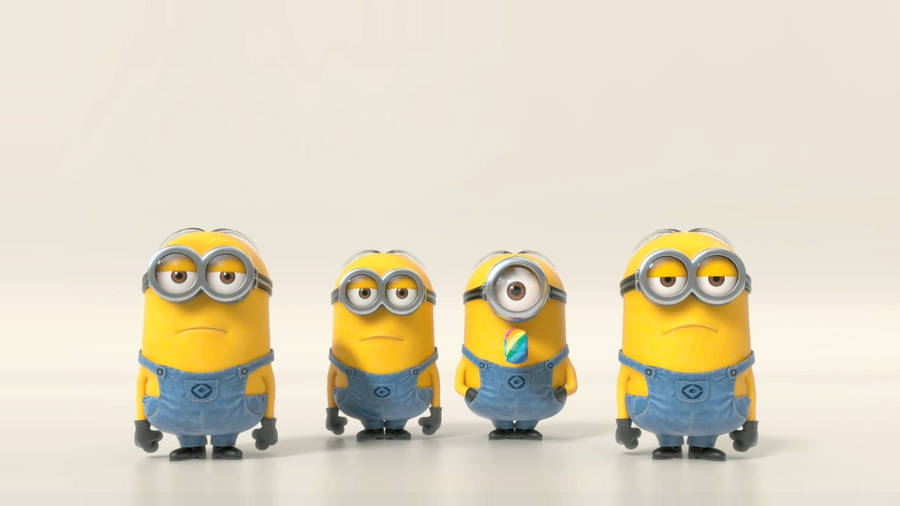 Four Serious Cute Minions Wallpaper