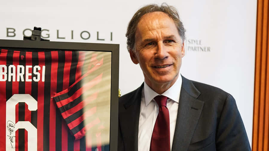 Franco Baresi With Framed Football Jersey Wallpaper