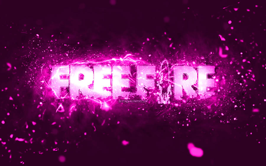 Free Fire Banner In Purple Wallpaper