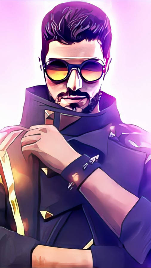 Free Fire Dj Alok Portrait Purple Aesthetic Wallpaper